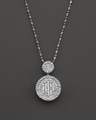 Diamond And Baguette Pendant Necklace In 14k White Gold, .75 Ct. T.w.
