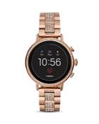 Fossil Q Explorist Hr Rose Gold-tone & Pave Touchscreen Smartwatch, 40mm
