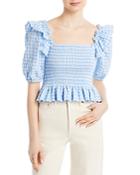Aqua Gingham Square Neck Smocked Top - 100% Exclusive