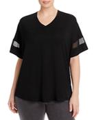 Marc New York Plus Mesh Varsity Stripe V Neck Tee