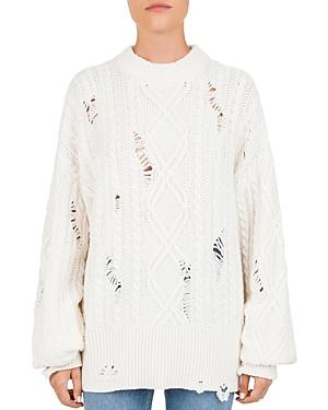 The Kooples Distressed Cable Knit Sweater