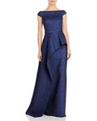 Teri Jon By Rickie Freeman Cap Sleeve Metallic Gown