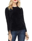 Vince Camuto Drawstring-sleeve Velour Top