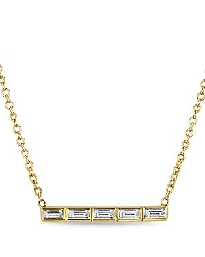 Zoe Chicco 14k Yellow Gold Diamond Baguette Bar Necklace, 16-18