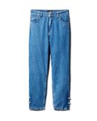 No Frills By Mother Of Pearl Faux Pearl Pierced Jeans In Stone Wash