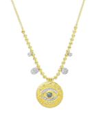 Meira T 14k White Gold & Yellow Gold Blue Topaz & Diamond Evil Eye Pendant Necklace, 18