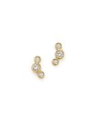 Zoe Chicco 14k Yellow Gold Small Triple Graduated Diamond Curved Bezel Stud Earrings