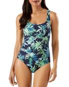 Tommy Bahama Art Of Palms Reversible Lace Back One Piece Swimsuit