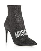 Moschino Women's Embellished Logo Pointed-toe High-heel Booties