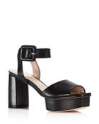 Stuart Weitzman Women's Newdeal Leather Platform Ankle Strap Sandals
