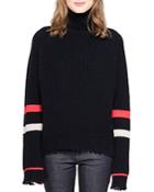 Zadig & Voltaire Zoe Striped-sleeve Wool & Yak Sweater
