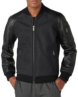 Karl Lagerfeld Paris Mixed Media Bomber Jacket