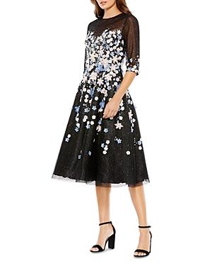 Mac Duggal Beaded Appliqued Midi Dress