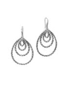 John Hardy Classic Chain Silver Carved Chain French Wire Earrings
