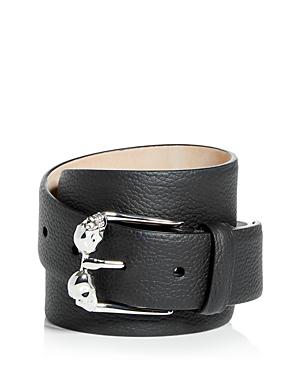 Alexander Mcqueen Men's Two Skull Square Buckle Leather Belt
