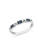 Bloomingdale's Blue Sapphire & Diamond Stacking Band In 14k White Gold - 100% Exclusive