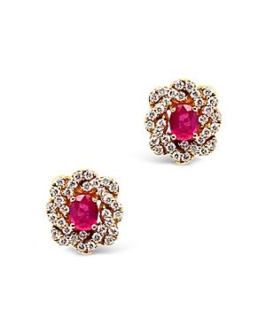 Bloomingdale's Ruby And Diamond Oval Stud Earrings In 14k Rose Gold - 100% Exclusive