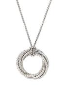 David Yurman Sterling Silver Crossover Pendant Necklace With Diamonds, 18