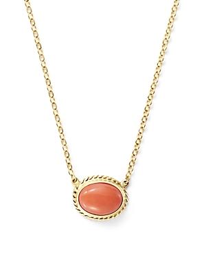 Coral Bezel Set Pendant Necklace In 14k Yellow Gold, 18 - 100% Exclusive