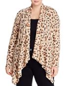 B Collection By Bobeau Curvy Amie Leopard-print Open Front Cardigan