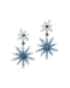 Bloomingdale's Blue & White Sapphire Star Drop Earrings In 14k White Gold - 100% Exclusive
