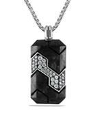David Yurman Forged Carbon Tag With Grey Sapphire In Silver