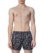 Neil Barrett Blending Lines Leopard Print Swim Trunks