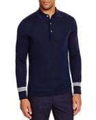 Hardy Amies Long Sleeve Slim Fit Polo With Tipping