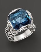John Hardy Batu Classic Chain Silver Medium Braided Ring With London Blue Topaz