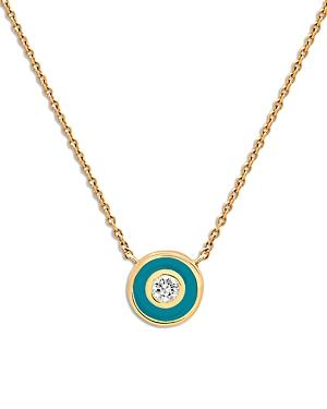 Bloomingdale's Diamond & Enamel Disc Pendant Necklace In 14k Yellow Gold, 0.10 Ct. T.w. - 100% Exclusive