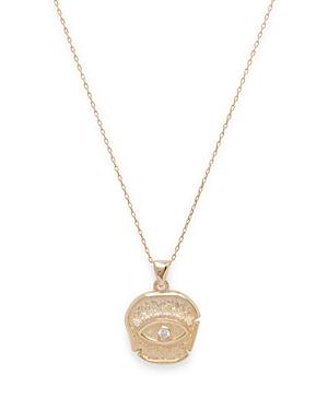 Argento Vivo Cubic Zirconia Evil Eye Pendant Necklace In 14k Gold Plated Sterling Silver, 16-18
