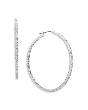 Lauren Ralph Lauren Pave Hoop Earrings In Sterling Silver