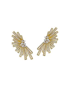 Hueb 18k Yellow Gold Tribal Diamond Fan Statement Earrings