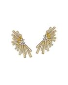 Hueb 18k Yellow Gold Tribal Diamond Fan Statement Earrings