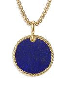 David Yurman Dy Elements Disc Pendant In 18k Yellow Gold With Lapis