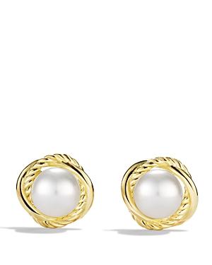 David Yurman Infinity Earrings With Pearls In 18k Gold