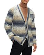 Ted Baker Pitchh Wool Blend Ombre Stripe Cable Knit Cardigan