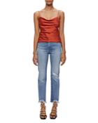 Jonathan Simkhai River High Rise Distressed Ankle Straight Jeans In Mayfair