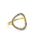 Nadri Open Circle Pave Ring In 18k Yellow Gold & Ruthenium Plated Sterling Silver