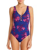 Tommy Bahama Oasis Reversible Lace-up One Piece Swimsuit