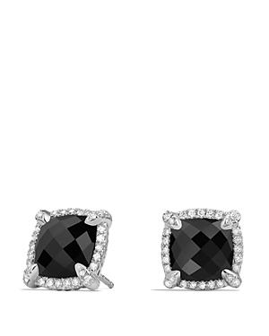 David Yurman Chatelaine Pave Bezel Stud Earrings With Black Onyx And Diamonds