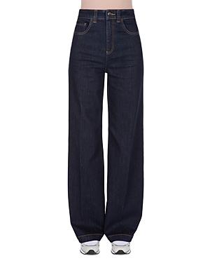 Emporio Armani Wide Leg Jeans In Solid Dark