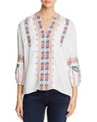 Johnny Was Claudine Embroidered Peasant Top