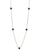 Lagos 18k Yellow Gold Covet Onyx Seven Station Caviar Bead Statement Necklace, 32