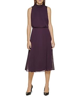 Karl Lagerfeld Paris Crinkle Chiffon Midi Dress