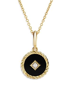 David Yurman Cable Collectibles Black Enamel Charm Necklace With Diamond, 16
