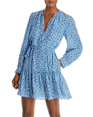 Rebecca Taylor Delft Fleur Belted Silk Mini Dress