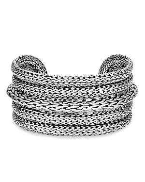 John Hardy Sterling Silver Classic Chain Tiga Multirow Wide Cuff Bracelet