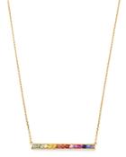 Bloomingdale's Rainbow Sapphire Bar Pendant Necklace In 14k Yellow Gold, 16-18 - 100% Exclusive