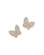 Roberto Coin 18k Yellow Gold Tiny Treasures Diamond Butterfly Earrings